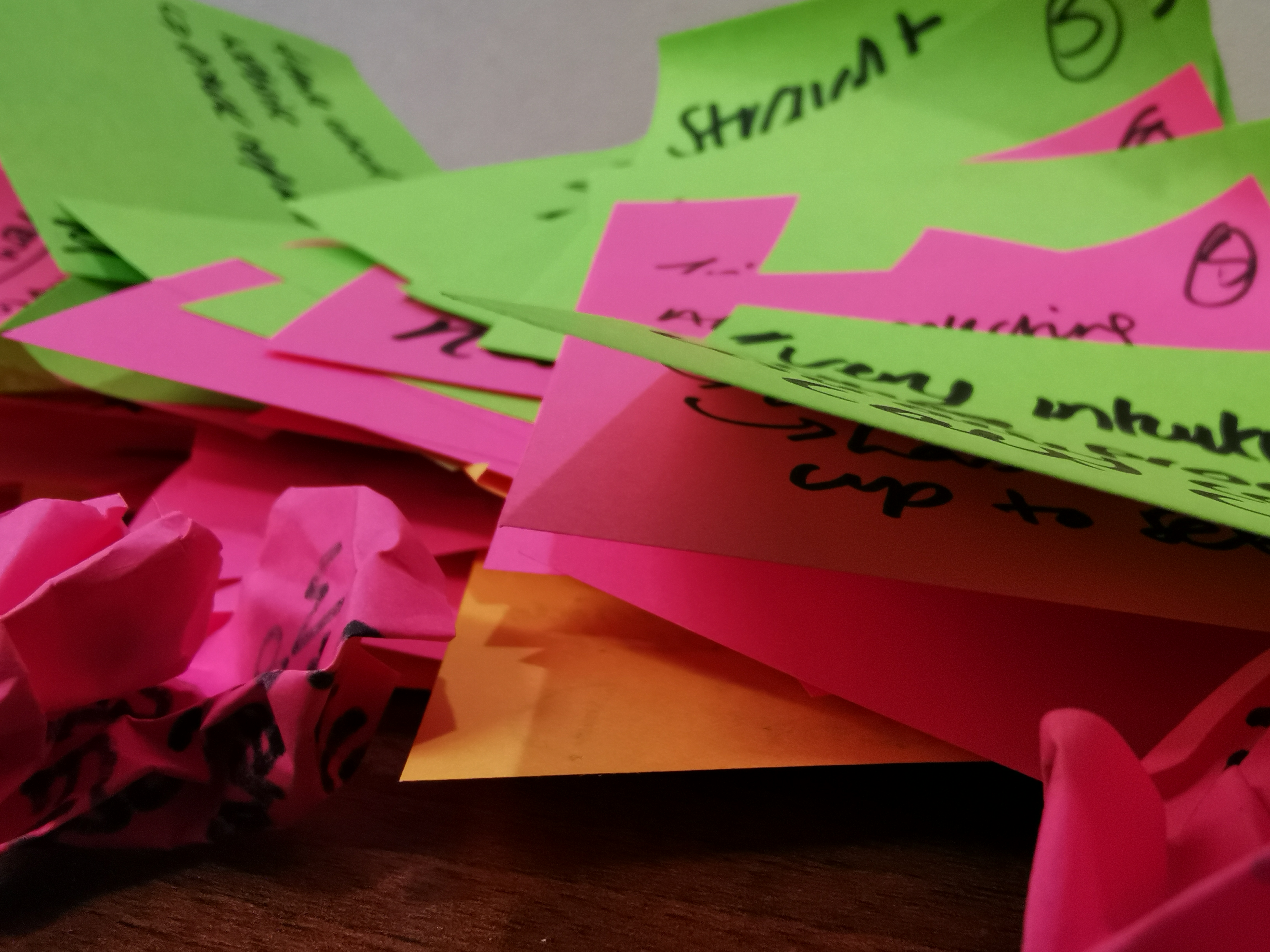 Abstract Post Its Crumpled